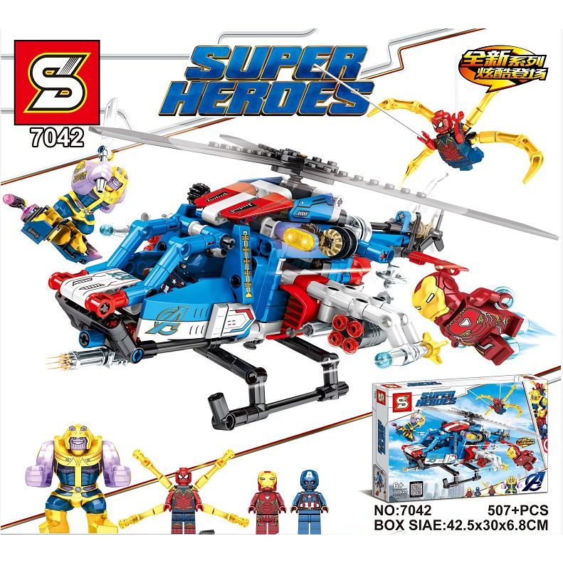 Lắp ghép Mô hình Marvel Super Heroes Xếp hình Máy bay trực thăng SY 7042