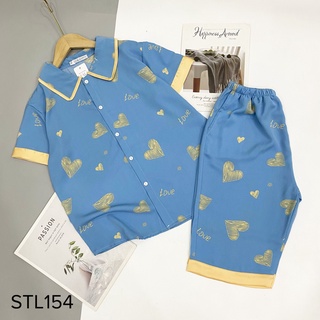 Bộ Pijama đồ ngủ cộc lửng lụa mango cổ tiểu thư