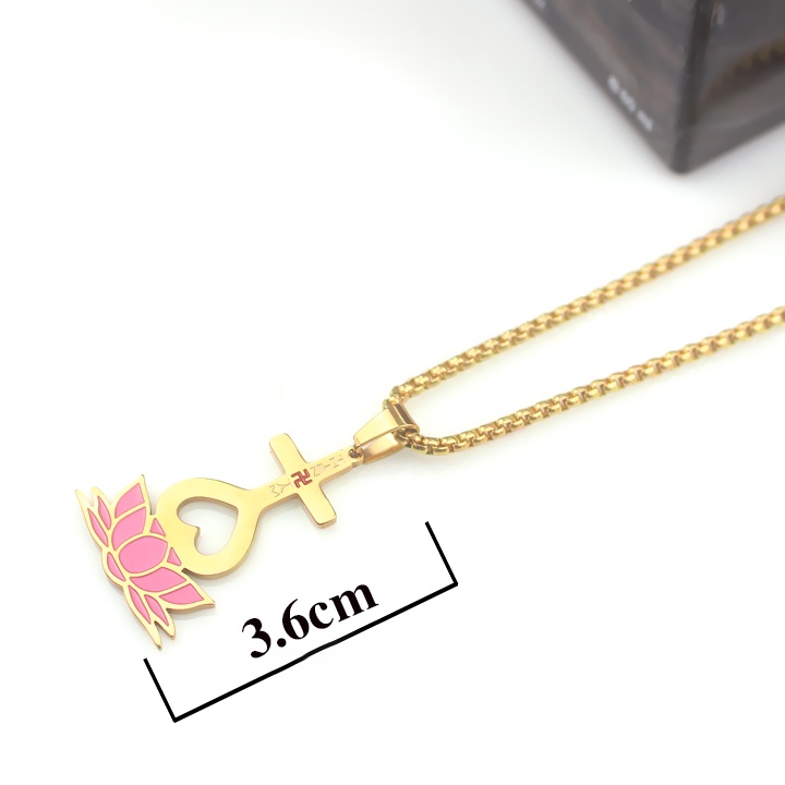 Mặt dây chuyền thiên tâm màu vàng đế sen hồng sáng đẹp, bền màu, tâm an vạn sự an (không dây)