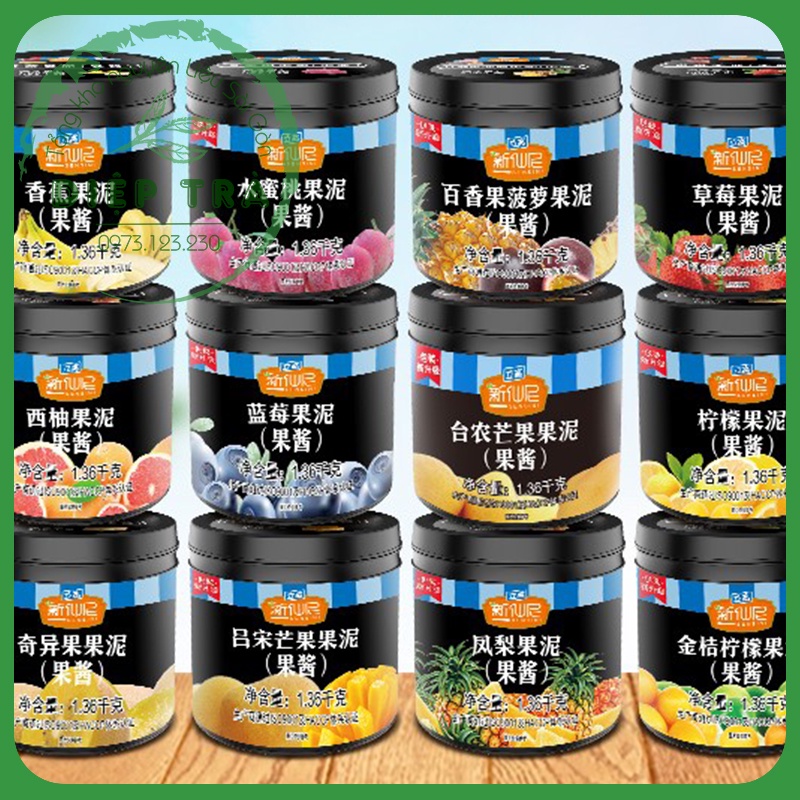 Mứt Nhuyễn Hoa Quả Sensini 1.36kg các vị: Xoài, Dâu, Đào, Cam, Việt Quất, Nhiệt Đới, Dứa Chanh Leo, Kiwi, Đào Vàng
