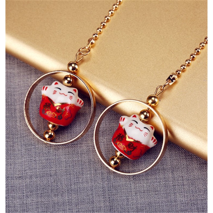 Dây Treo Trang Trí Xe Hơi Hình Mèo May Mắn Dễ Thương Sáng Tạo