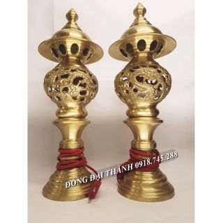 Cặp Đèn điện bằng đồng F45. Đồ thờ bằng đồng