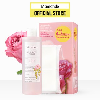 Nước hoa hồng cung cấp độ ẩm Mamonde Rose Water Toner 500ml-Tặng kèm 20 bông tẩy trang