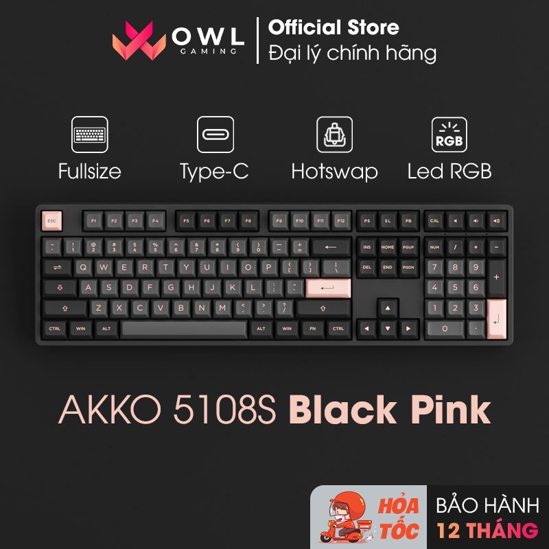 [Mua kèm Deal sốc] Bàn phím cơ AKKO 5108S Black Pink (Hotswap / RGB / Foam tiêu âm / AKKO CS Jelly sw) - Hàng chính hãng