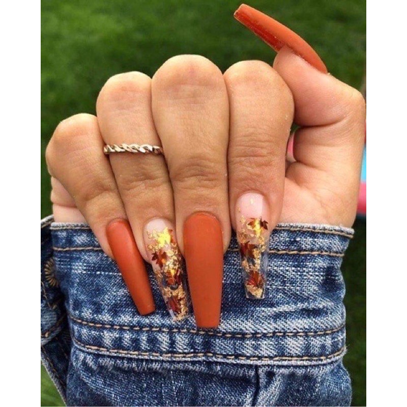 Sequin lá phong mix màu-phụ kiện nail móng