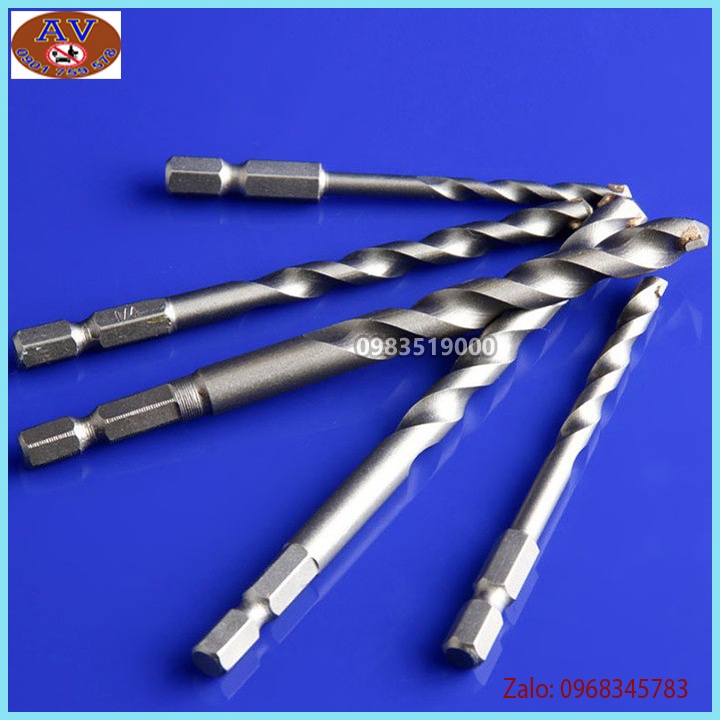 Bộ 5 mũi khoan bê tông chuôi lục giác 4 - 10mm cho khoan pin, điện