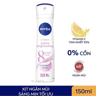 Xịt ngăn mùi Nivea Extra brightening trắng mịn mờ vết thâm 150ml