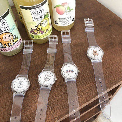 Sinh viên Jelly trong suốt In Ins Smiley Bear Dễ thương Net Red Đơn giản đơn giản Con trỏ trẻ em Hàn Quốc Đồng hồ nữ