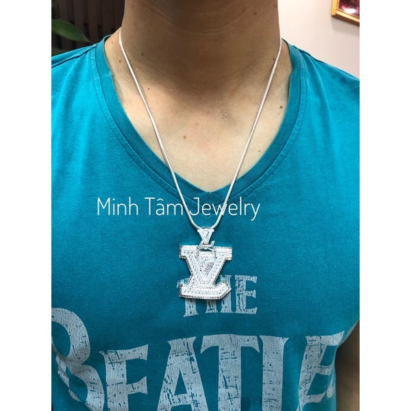 Mặt dây chuyền LV bạc ta cho nam,Mặt dây chuyền bạc nam mặt LV-Minh Tâm Jewelry