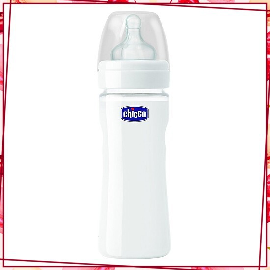 (Sale_Sale) Bình sữa thủy tinh tự nhiên núm silicon 240ml Chicco (italia) 