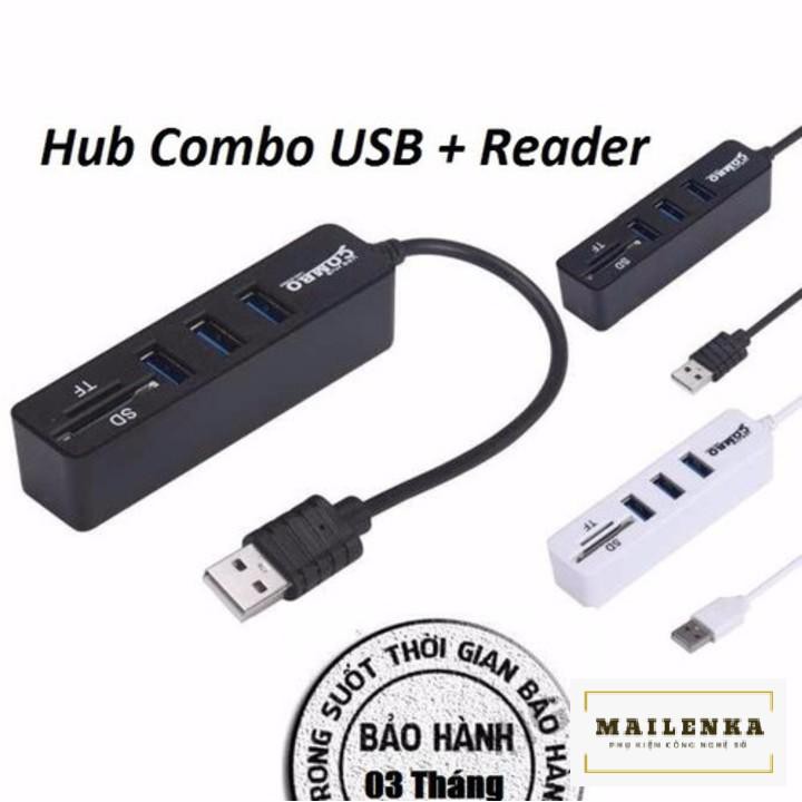 Combo Ổ CẮM VÀ KHE ĐẦU ĐỌC Hub chia USB + Reader