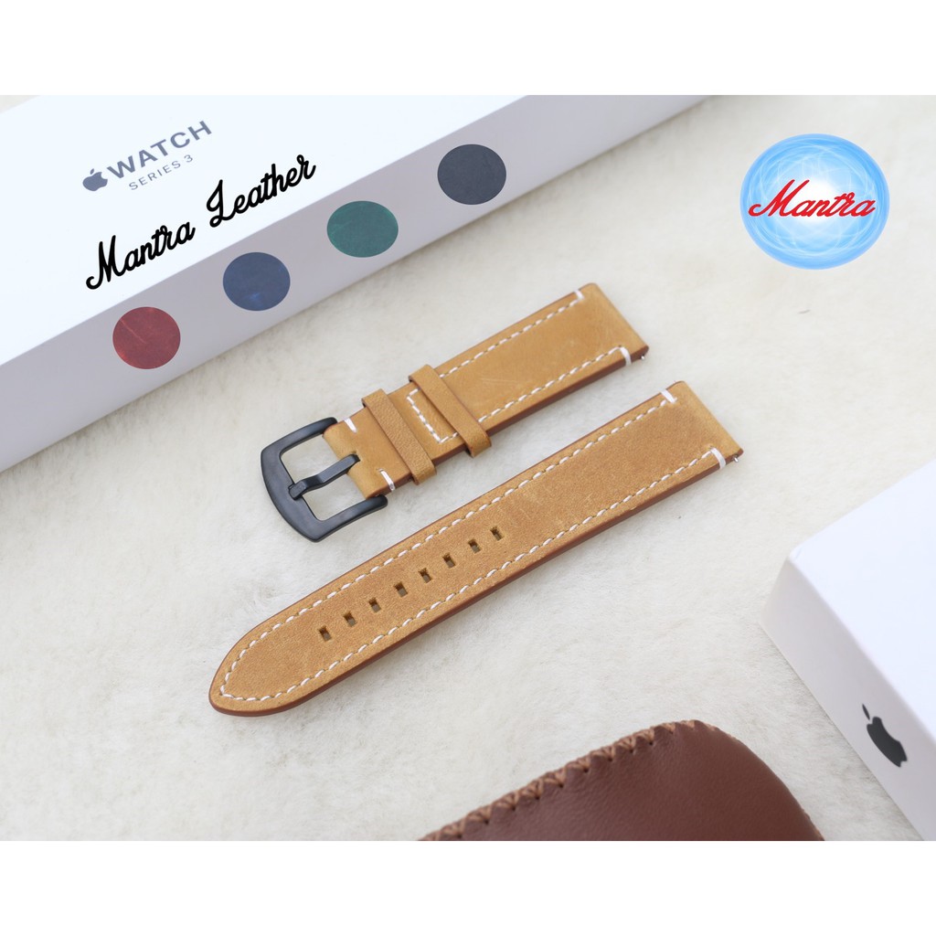 Dây Đồng Hồ Da Bò Sáp Nhiều Màu Chốt Thông Minh Thay Thế Các Loại SmartWatch, Galaxy Watch, Huawei