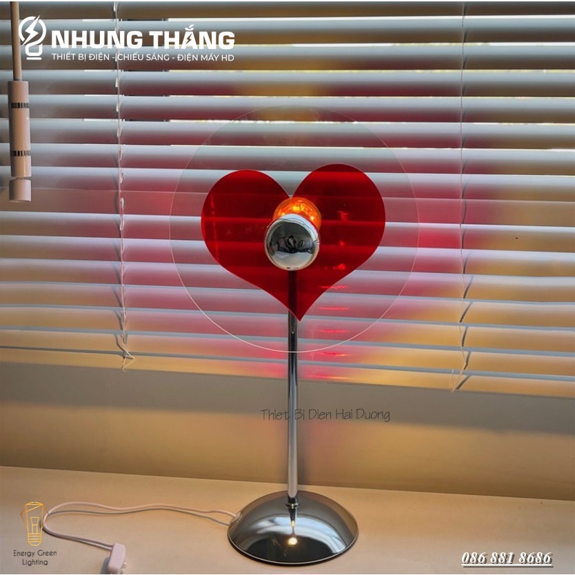Đèn Bàn Hình Trái Tim Ánh Sáng Siêu Đẹp DB-920 - Decor Trang Trí Phòng Ngủ Lãng Mạn - Bảo Hành 12 Tháng