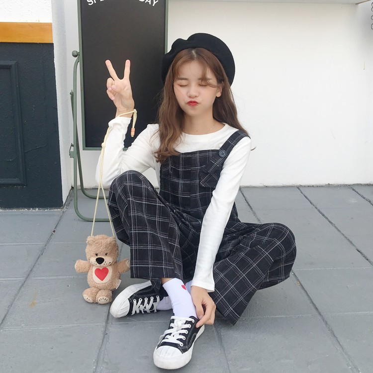 (Có sẵn) SP001 Quần yếm caro đen | BigBuy360 - bigbuy360.vn