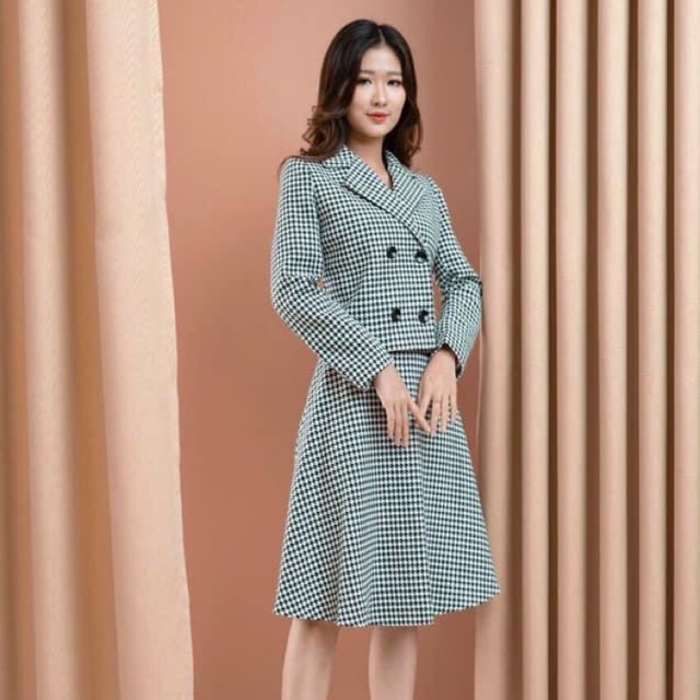 Set dạ kẻ 4 cúc