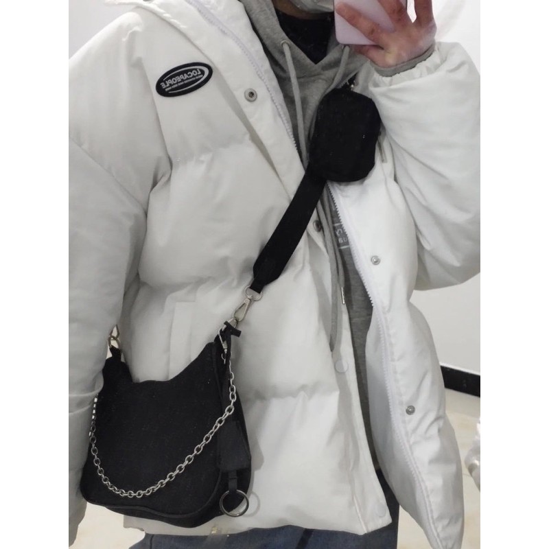 [Mã WAMT2405 giảm 10K đơn 0K] Túi đen đeo chéo phối dây xích cá tính cực chất | BigBuy360 - bigbuy360.vn