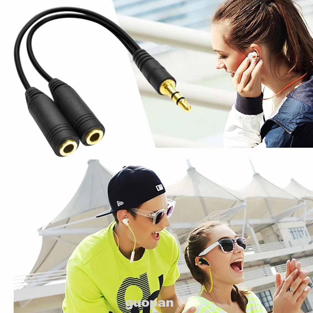 Practical Durable Audio Aux 3.5 Headphone Mic 4pole Male To 2 X 3pole Female Splitter Cable