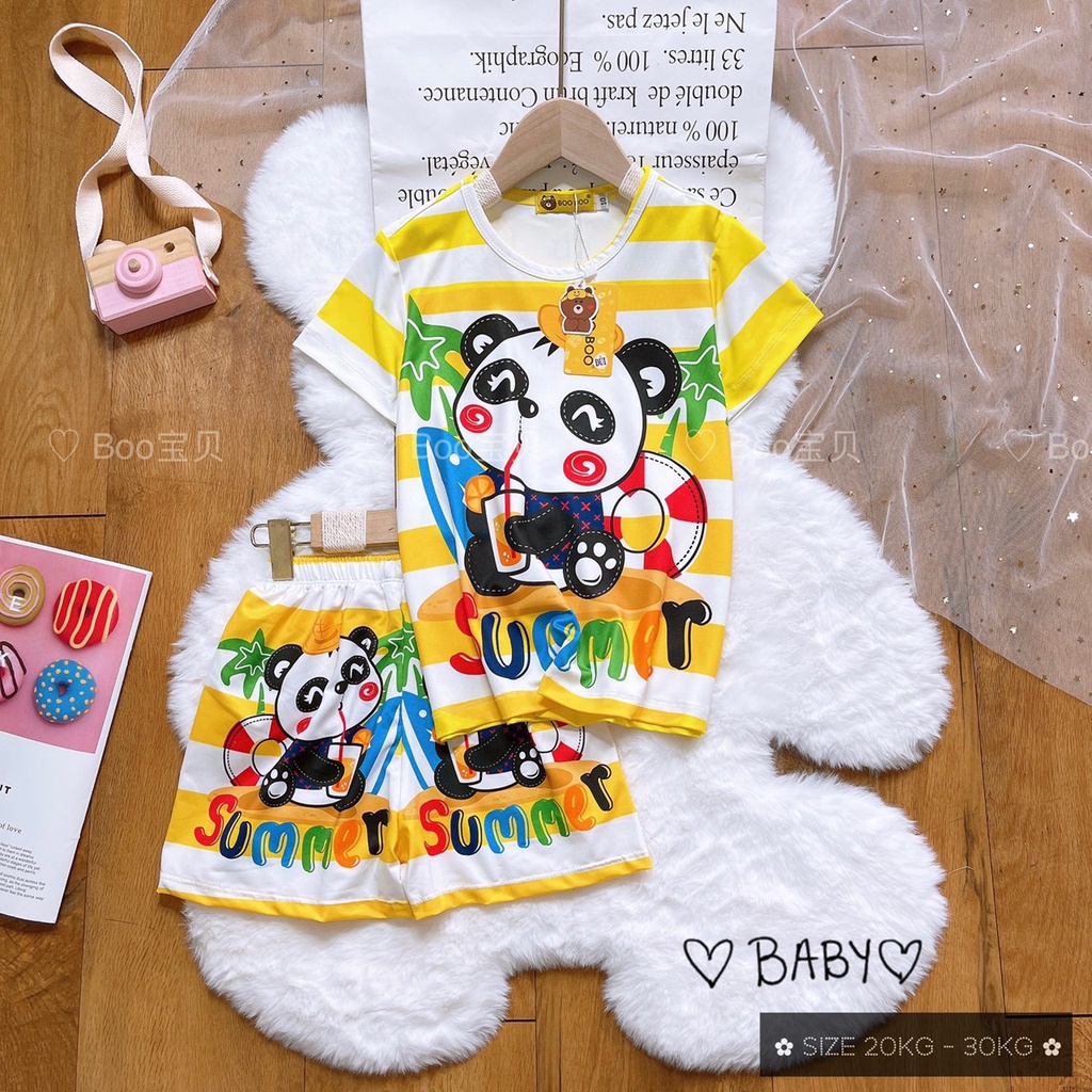 P2 Đồ Bộ Pijama Thun Baby SIZE 20-30KG Tay Ngắn Quần Đùi Họa Tiết Hoạt Hình Dễ Thương