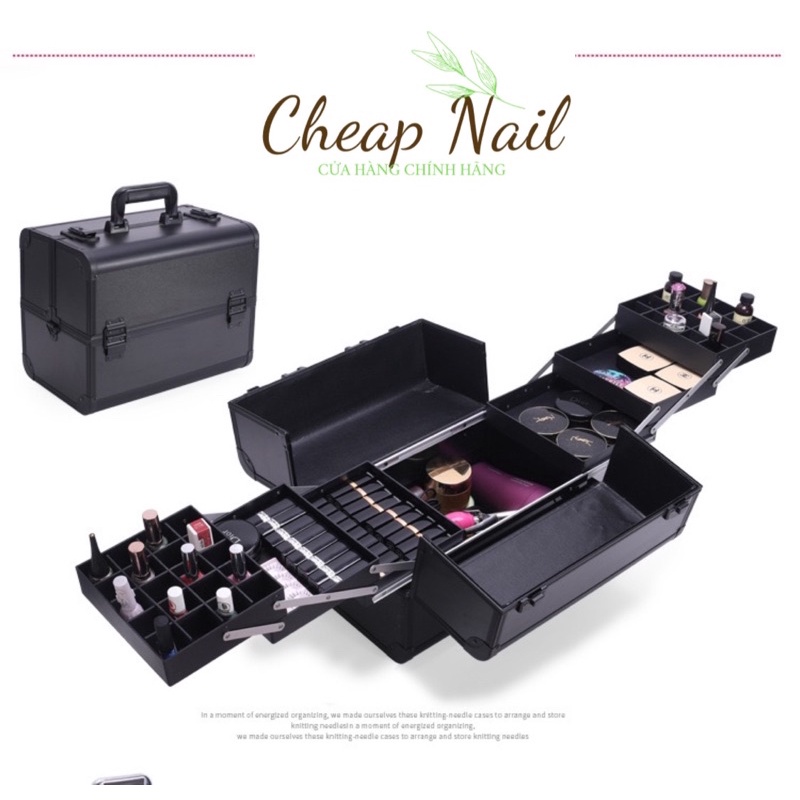 Cốp đựng đồ trang điểm size to 3 tầng, cốp đựng đồ nail, phun xăm 3 tầng vừa máy hơ và dụng cụ nail- Cheap nail