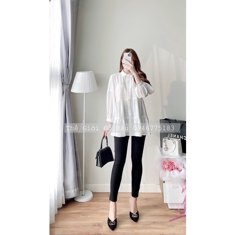 Sơ mi bầu trắng tầng dáng babydoll
