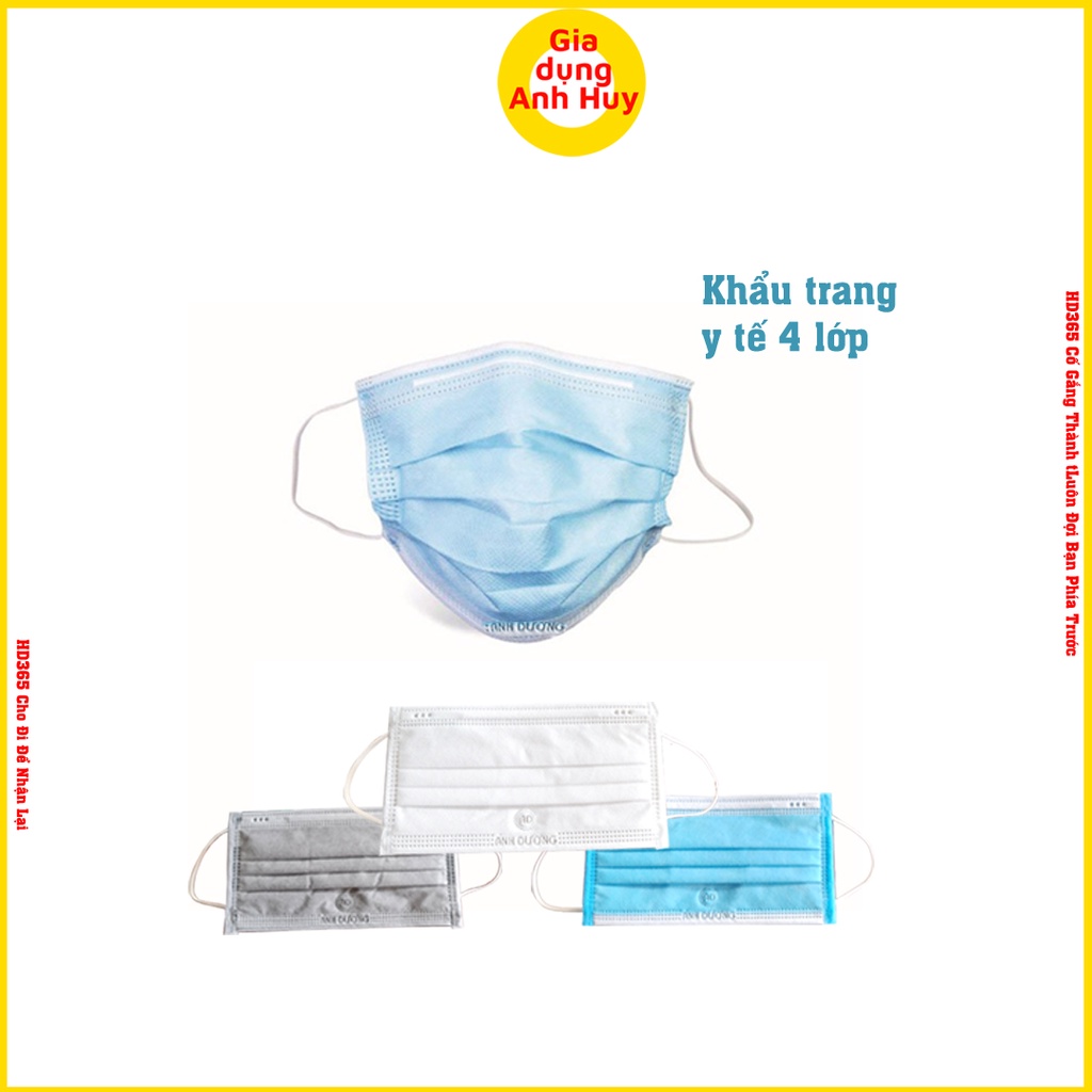 khẩu trang y tế kháng khuẩn loại 4 lớp màu trắng và có nhiều màu của ánh dương