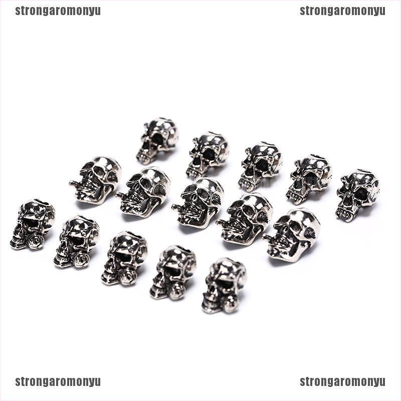 Set 5 Hạt Hình Đầu Lâu Bằng Kim Loại Dùng Làm Vòng Tay Sinh Tồn