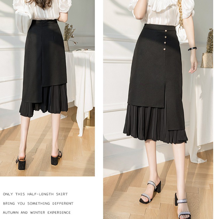 Chân Váy Lưng Cao Xếp Ly Thiết Kế Lệch Tà Cá Tính Cho Nữ | BigBuy360 - bigbuy360.vn