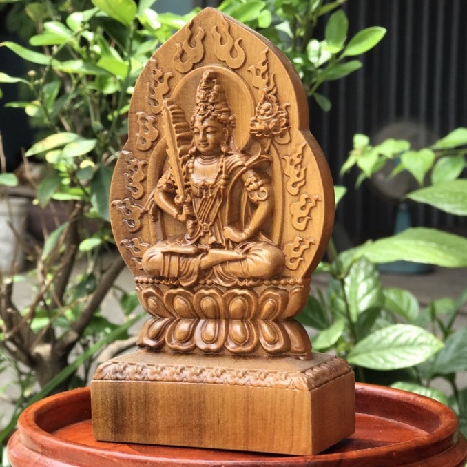 Tượng để xe ô tô , để bàn phật Hư Không Tạng Bồ Tát bằng gỗ bach xanh - Tuổi Sửu tuổi Dần - BẢO HÀNH VÀ ĐỔI TRẢ