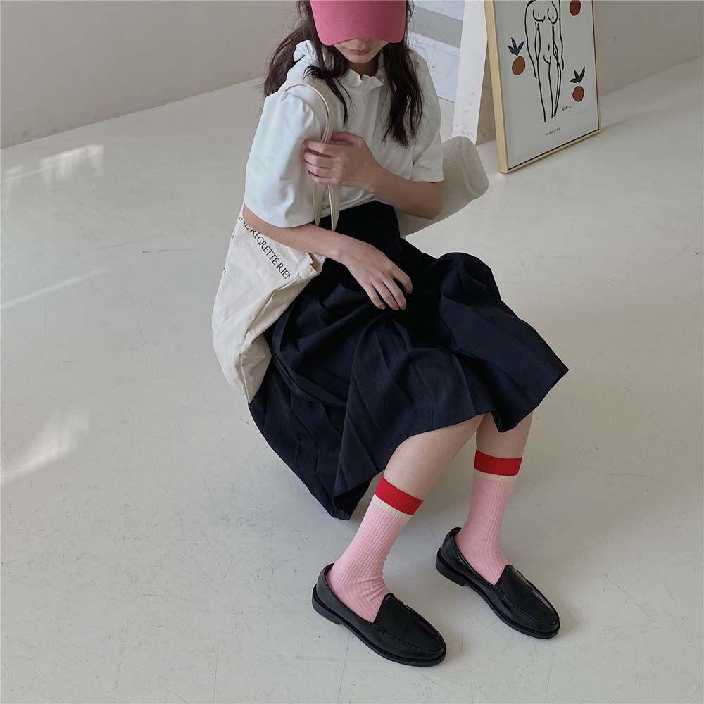 AROMA Vớ Dệt Kim Họa Tiết Kẻ Sọc Màu Sắc Ngọt Ngào Phong Cách Harajuku Nhật Bản Thời Trang Cho Nữ