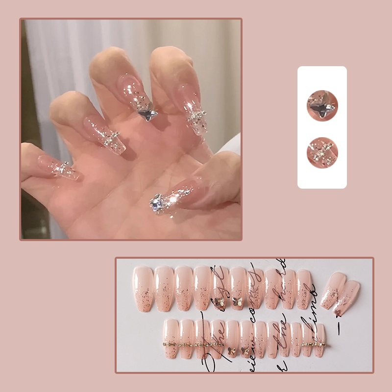 Set 24 Móng Tay Giả 2022 Có Keo Dán Acrylic Toàn Diện Phong Cách Pháp