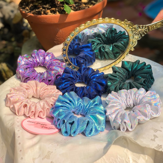 Đồ buộc tóc scrunchies hologram nhiều màu✨