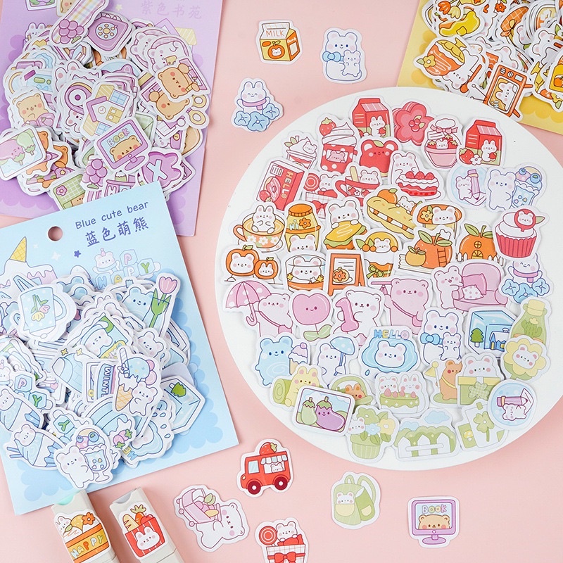 Bộ 200 Miếng Dán Sticker Trang Trí Sổ Tay Hoạ Tiết Hoạt Hình Xinh Xắn - Tiệm Ốc Sột