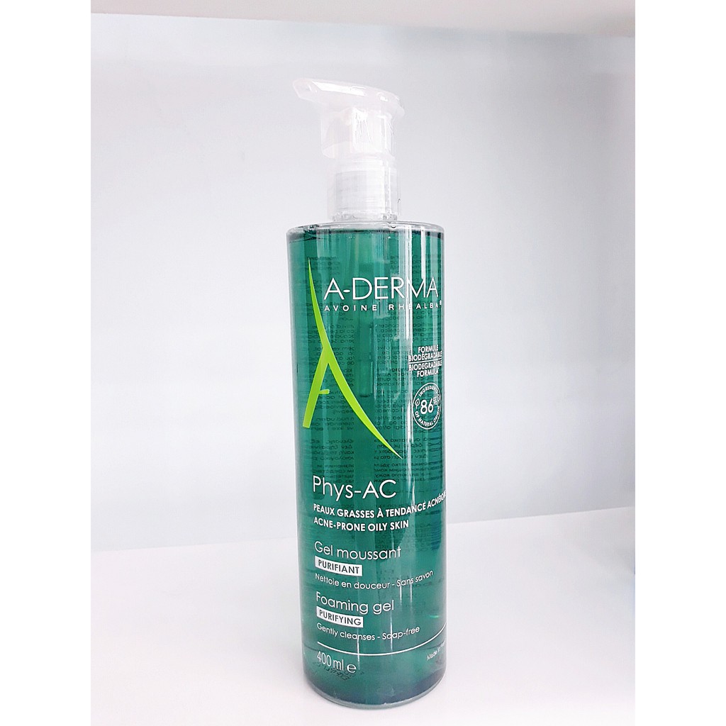 Aderma gel rửa mặt cho da mụn, nhạy cảm  A-Derma Gel Moussant Purifiant Phys-Ac 200ml - 400ml