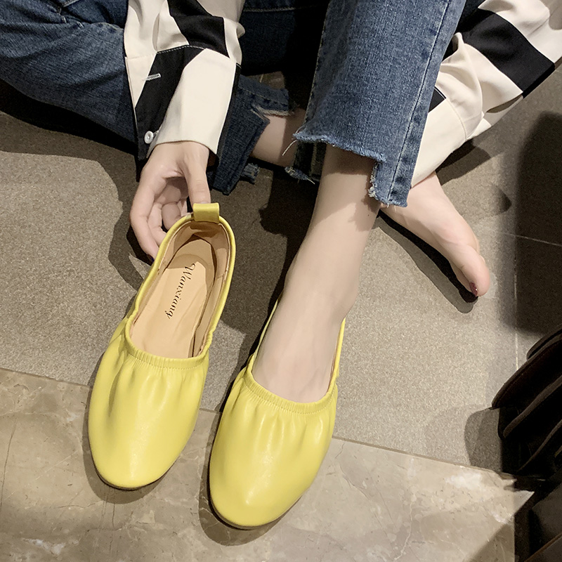 Giày lười đế bệt màu trơn thiết kế thoải mái dành cho nghệ sĩ múa ba lê/y tá/phụ nữ mang thai