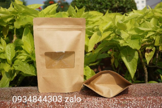 1kg túi zip giấy có cửa sổ