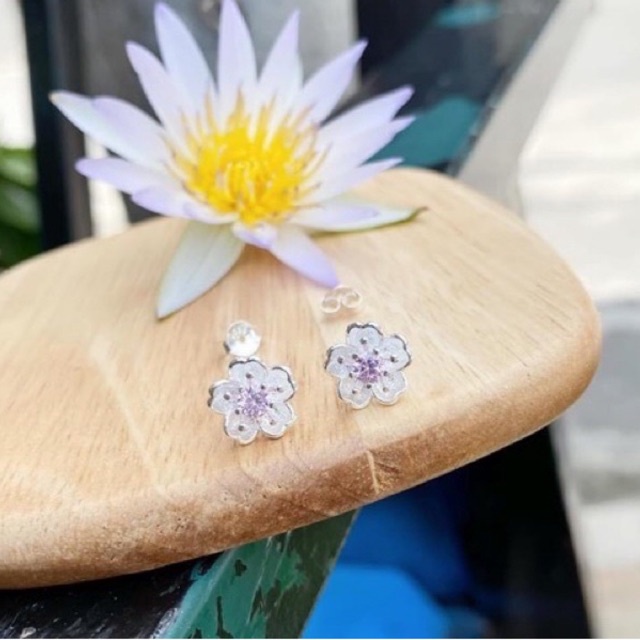 Bông tai nữ THJ - Bông tai hoa mai nhẹ nhàng , nữ tính chuẩn bạc ta