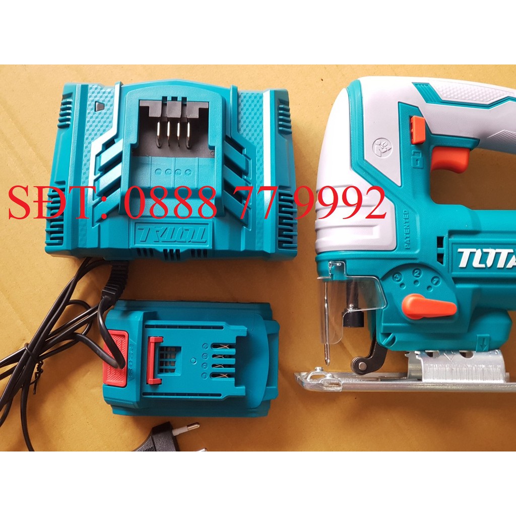 COMBO MÁY CƯA LỌNG DÙNG PIN 20V TOTAL TJSLI8501 + PIN 20V 2AH TFBLI2001+ SẠC NHANH TFCLI2003