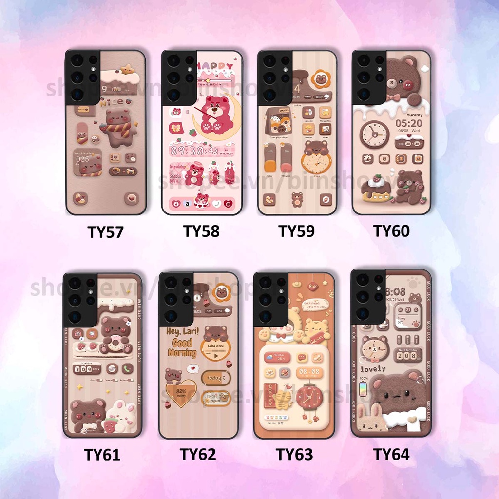 Ốp Samsung S21 Ultra in 3D icon gấu nổi siêu xinh, siêu đáng yêu, cá tính phong cách