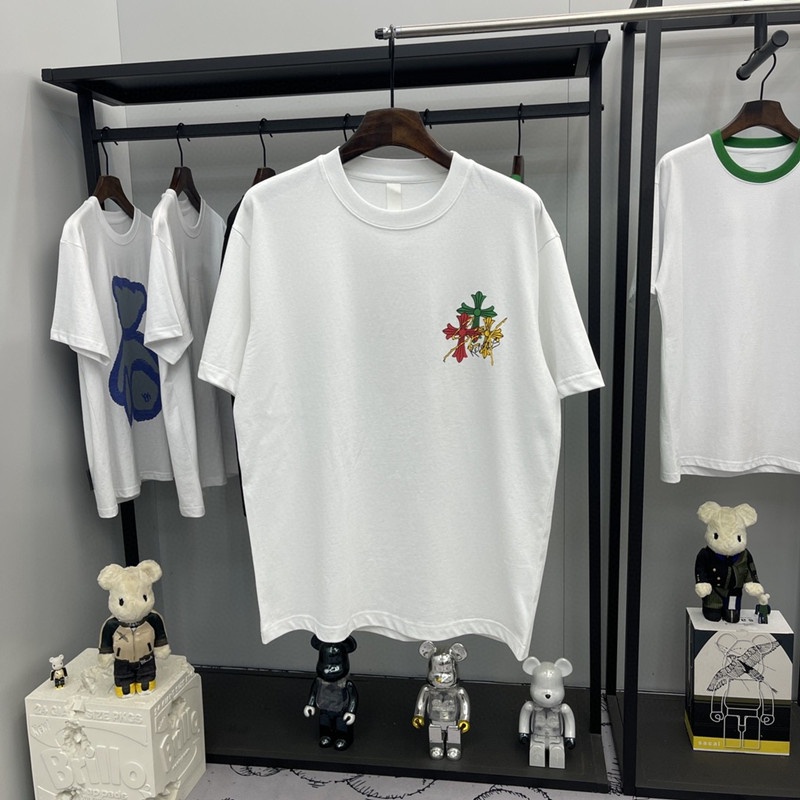 Áo Thun Tay Ngắn Dáng Rộng In Chữ Chrome Hearts Màu Sắc Thời Trang Thường Ngày Cho Nam Và Nữ