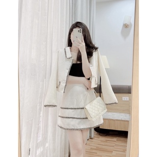 Set dạ viền nhũ (đen/trắng)