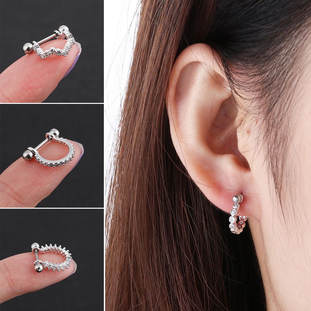 Khuyên xỏ sụn tai bằng thép y tế nhiều màu sắc thời trang cho nữ