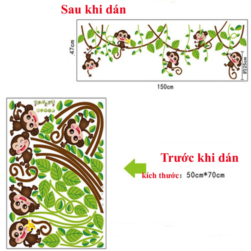 Decan dán tường hình Khỉ con ngộ nghĩnh AY7247