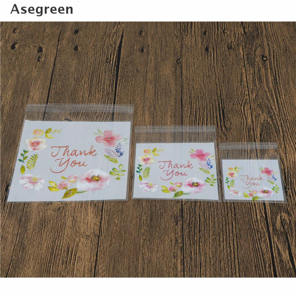 Set 100 Túi Nhựa Đựng Bánh Kẹo In Chữ Thank You 3 Kích Thước