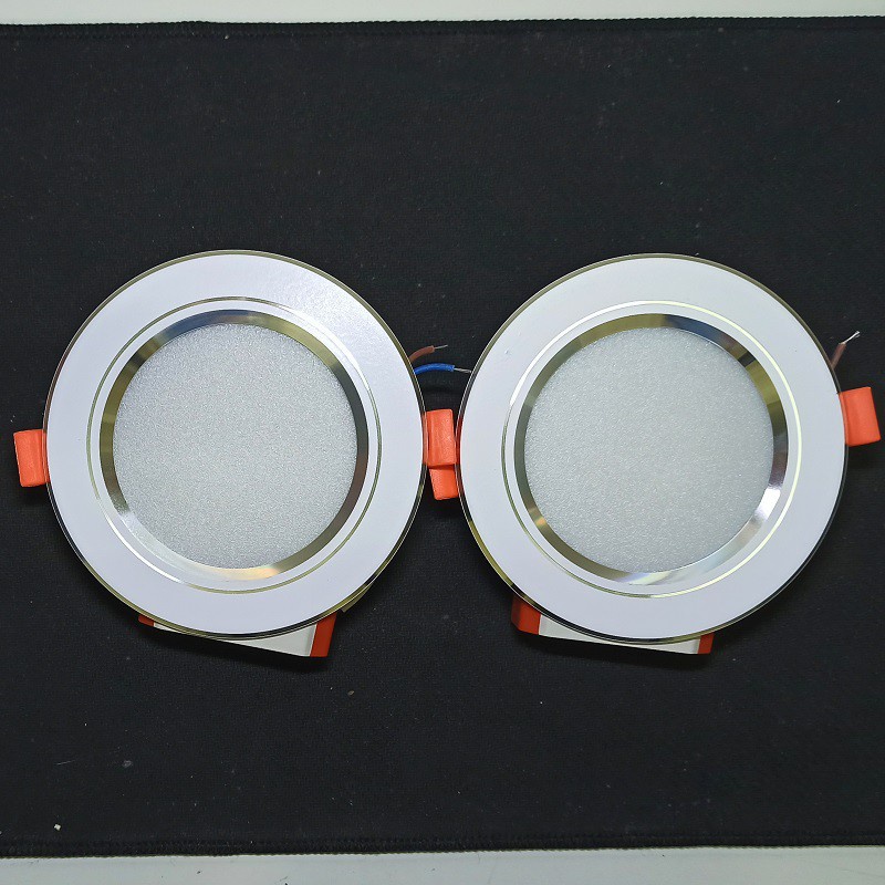 Đèn Led âm trần 7w 3 chế độ màu phi 90 viền vàng- viền bạc ánh sáng đẹp