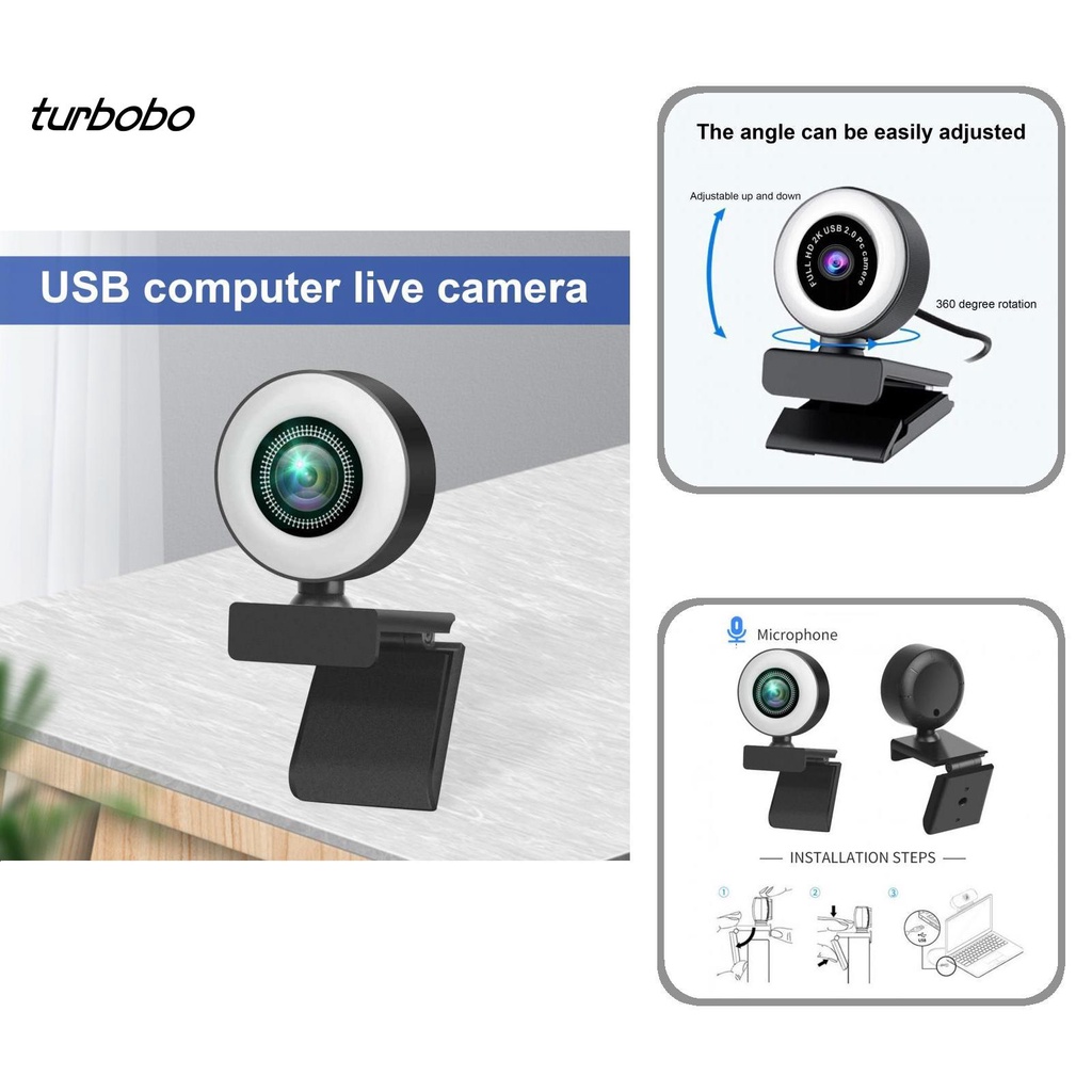 Webcam turbo 1080P/2K góc rộng chất lượng cao cho máy tính
