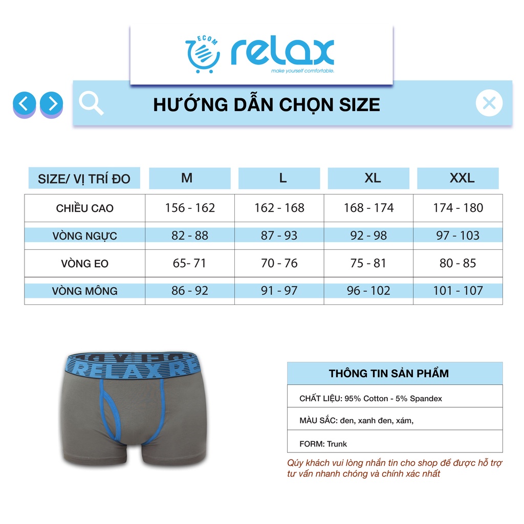 [FREESHIP] Quần lót nam boxer RLTK033 quần sịp nam thoáng mát mềm mại cao cấp, co giãn tốt, ôm gọn - RELAX