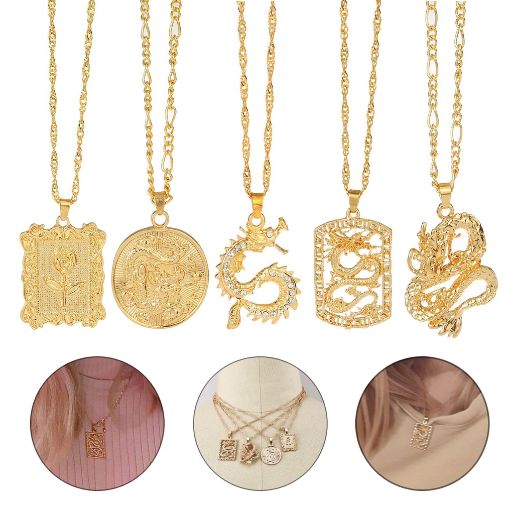 Vòng cổ Mặt Hình Rồng Phong Cách Trung Hoa Thời Trang