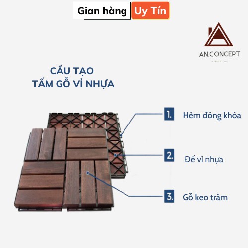 Combo 5 Vỉ Nhựa Nan Gỗ Lát Sàn - Sân Vườn Ban Công