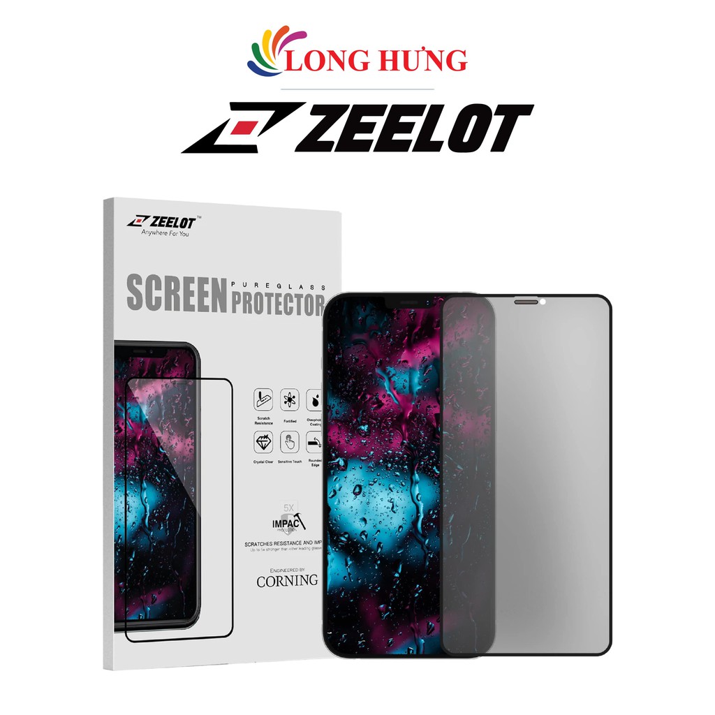 Dán màn hình cường lực Full viền chống nhìn trộm và vân tay Zeelot iPhone 12/12 Pro/12 Pro Max - Hàng chính hãng