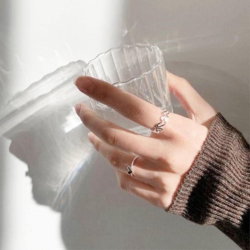 Nhẫn Thiết Kế Đục Lỗ Hình Trái Tim Thời Trang Cá Tính Cho Nữ